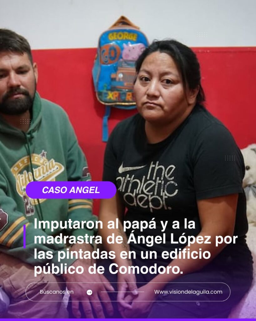 Imputaron al papá y a la madrastra de Ángel López por las pintadas en un edificio público de Comodoro